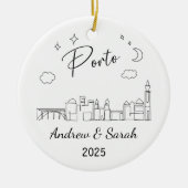 パーソナライズされたスカイラインポルトオーナメント，ポルトガル セラミックオーナメント (正面)