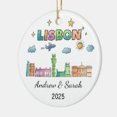 パーソナライズされたスカイラインリスボンオーナメント，ポルトガル セラミックオーナメント (左)