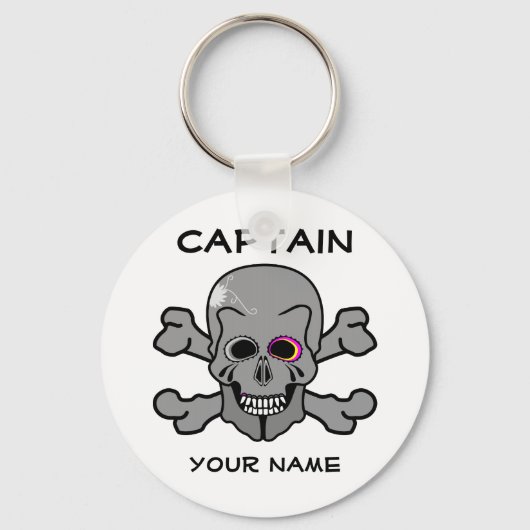パーソナライズされたスカルとクロスボーン キーホルダー (正面)