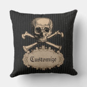 パーソナライズされたスカルとクロスボーン クッション (裏面)