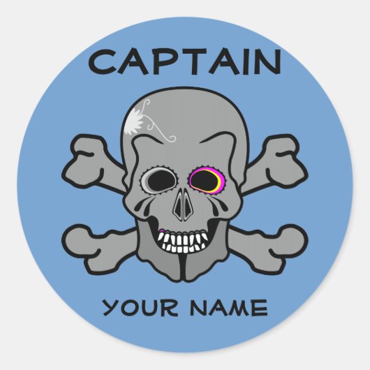 パーソナライズされたスカルとクロスボーン ラウンドシール (正面)