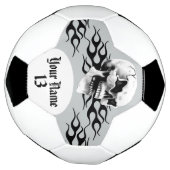 パーソナライズされたスカルと炎 サッカーボール (回転)