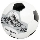 パーソナライズされたスカルと炎 サッカーボール (3/4)