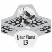 パーソナライズされたスカルと炎 サッカーボール (フラット)