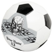 パーソナライズされたスカルと炎 サッカーボール (3/4)