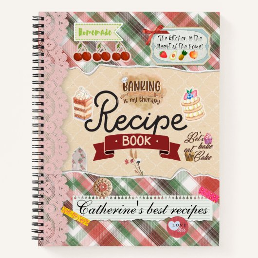 パーソナライズされたスクラップブック作りコラージュスタイルレシピ ノートブック (正面)