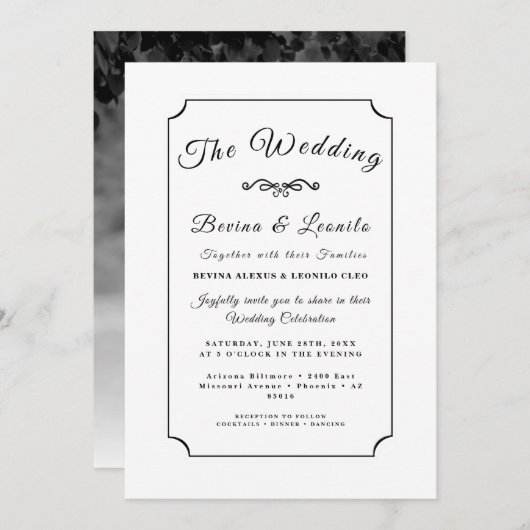 パーソナライズされたスクリエレガントプト招待状 招待状 (正面/裏面)