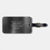 パーソナライズされたスクリプエレガントト黒メフェイクタル ラゲッジタグ (裏面横)