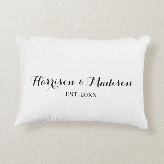 パーソナライズされたスクリプトカップル名の日結婚の値 アクセントクッション (裏面)