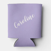 パーソナライズされたスクリプト名 パープル ラベンダー ブライダル 缶クーラー (正面)