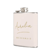 パーソナライズされたスクリプト名 ピンクゴールド ブライズメイド フラスク (左)