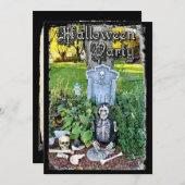 パーソナライズされたスケルトンのハロウィンパーティー招待状 招待状 (正面/裏面)