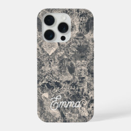 パーソナライズされたスタイリッシュなブラックパリトワールデザイン iPhone 15 PROケース