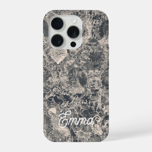 パーソナライズされたスタイリッシュなブラックパリトワールデザイン iPhoneケース (裏面)