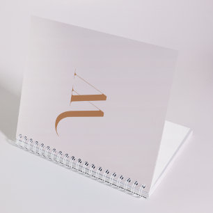 パーソナライズされたスタイリッシュイニシャル名Beige & Brown ノートブック