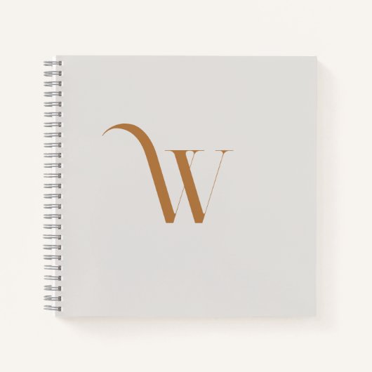 パーソナライズされたスタイリッシュイニシャル名Beige & Brown ノートブック (正面)