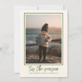 パーソナライズされたスタイリッシュエレガント可愛い緑のクリスマス シーズンカード (正面)