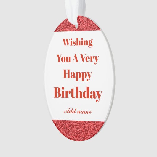 パーソナライズされたスタイリッシュハッピーバースデーオーナメント オーナメント (正面)