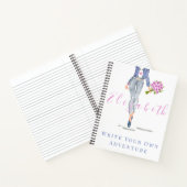 パーソナライズされたスタイリッシュファッション女性ピンクの花 ノートブック (内部)