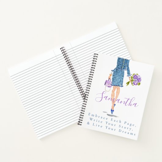 パーソナライズされたスタイリッシュファッション紫色の花 ノートブック (内部)