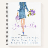 パーソナライズされたスタイリッシュファッション紫色の花 ノートブック (正面)