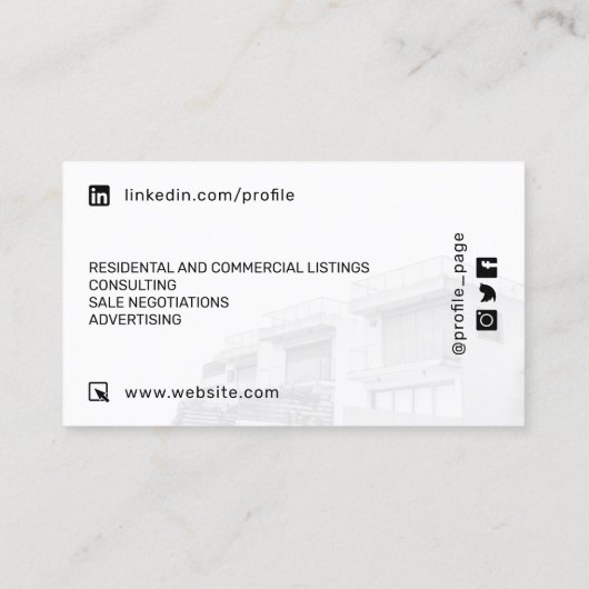 パーソナライズされたスタイル不動産仲介業者  名刺 (裏面)