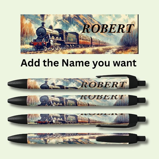 パーソナライズされたスチームトレイン 黒ボールペン