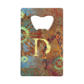 パーソナライズされたスチームパンクの錆びた時計の歯車 クレジットカード栓抜き (裏面)