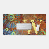 パーソナライズされたスチームパンクの錆びた時計の歯車 デスクマット (キーボード&マウス)