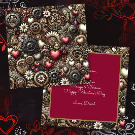 パーソナライズされたスチームパンク ハート バレンタインデー カード