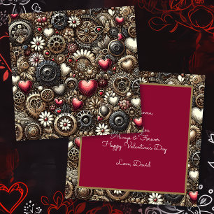 パーソナライズされたスチームパンク ハート バレンタインデー カード