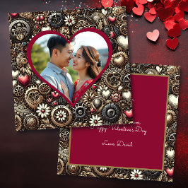 パーソナライズされたスチームパンク ハート バレンタインデー カード