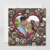 パーソナライズされたスチームパンク ハート バレンタインデー カード (正面)