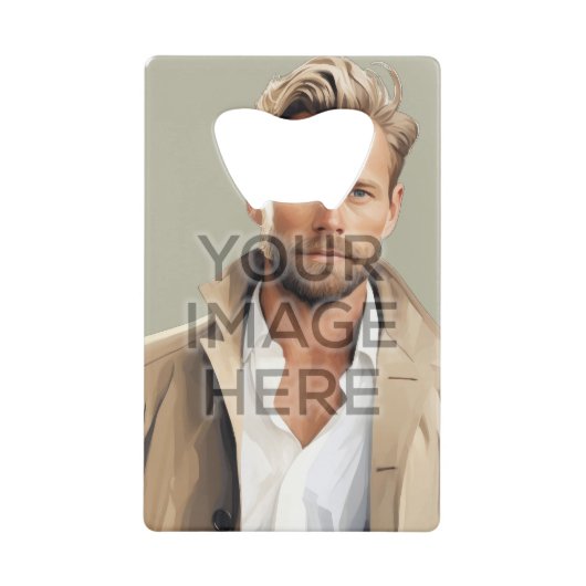 パーソナライズされたステンレス鋼ボトルオープナー垂直 クレジットカード栓抜き (正面)