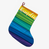 パーソナライズされたストッキングlgbtq rainbow flag lesbian g ラージクリスマスストッキング (正面 (吊り時))