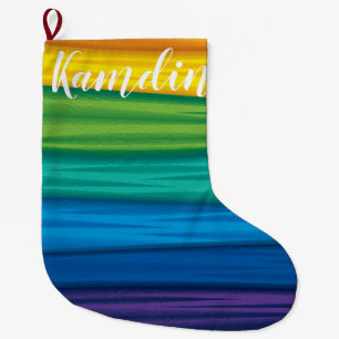 パーソナライズされたストッキングlgbtq rainbow flag lesbian g ラージクリスマスストッキング