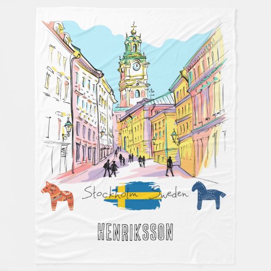 パーソナライズされたストックホルムSverigeウォーター絵画カラー フリースブランケット (正面)