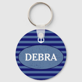 パーソナライズされたストライプいかり キーホルダー