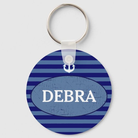 パーソナライズされたストライプいかり キーホルダー (正面)