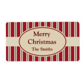 パーソナライズされたストライプのクリスマス ラベル (正面)