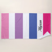 パーソナライズされたストライプの ビーチタオル (正面)