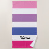 パーソナライズされたストライプの ビーチタオル (正面)
