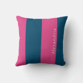 パーソナライズされたストライプピンクブルー クッション (裏面)