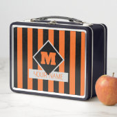 パーソナライズされたストライプ名前と背景色を選択 メタルランチボックス (インサイチュ)