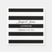 パーソナライズされたストライプ結婚白黒 スタンダードカクテルナプキン (正面)