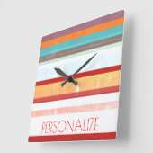 パーソナライズされたストライプ スクエア壁時計 (傾斜)