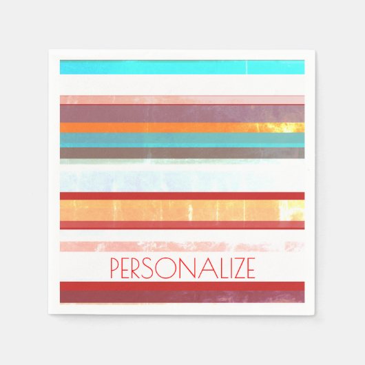 パーソナライズされたストライプ スタンダードカクテルナプキン (正面)