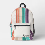 パーソナライズされたストライプ プリントバックパック (正面)