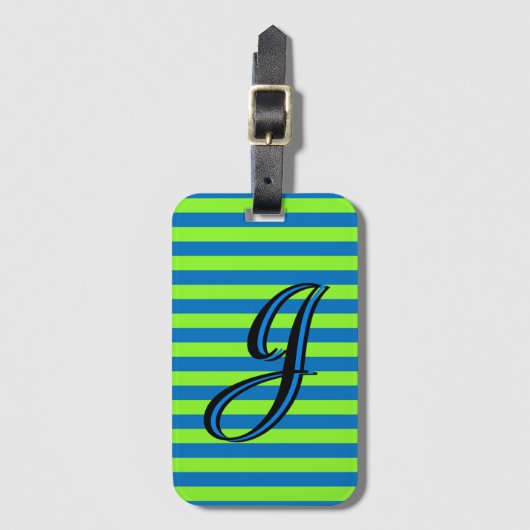 パーソナライズされたストライプ ラゲッジタグ (正面縦)