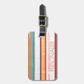 パーソナライズされたストライプ ラゲッジタグ (正面縦)